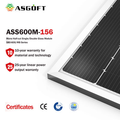 Film monocristallino solare di vetro delle cellule di ASGOFT il mono Pv riveste 600w di pannelli