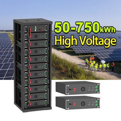 Alta tensione 15kwh-750kwh Batteria al litio in ferro Lifepo4 51.2v 100Ah Batteria montata su rack Batteria agli ioni di litio