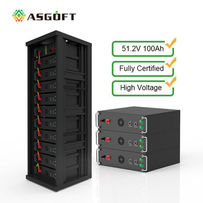Alta tensione 15kwh-750kwh Batteria al litio in ferro Lifepo4 51.2v 100Ah Batteria montata su rack Batteria agli ioni di litio