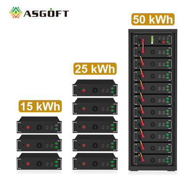 Alta tensione 15kwh-750kwh Batteria al litio in ferro Lifepo4 51.2v 100Ah Batteria montata su rack Batteria agli ioni di litio